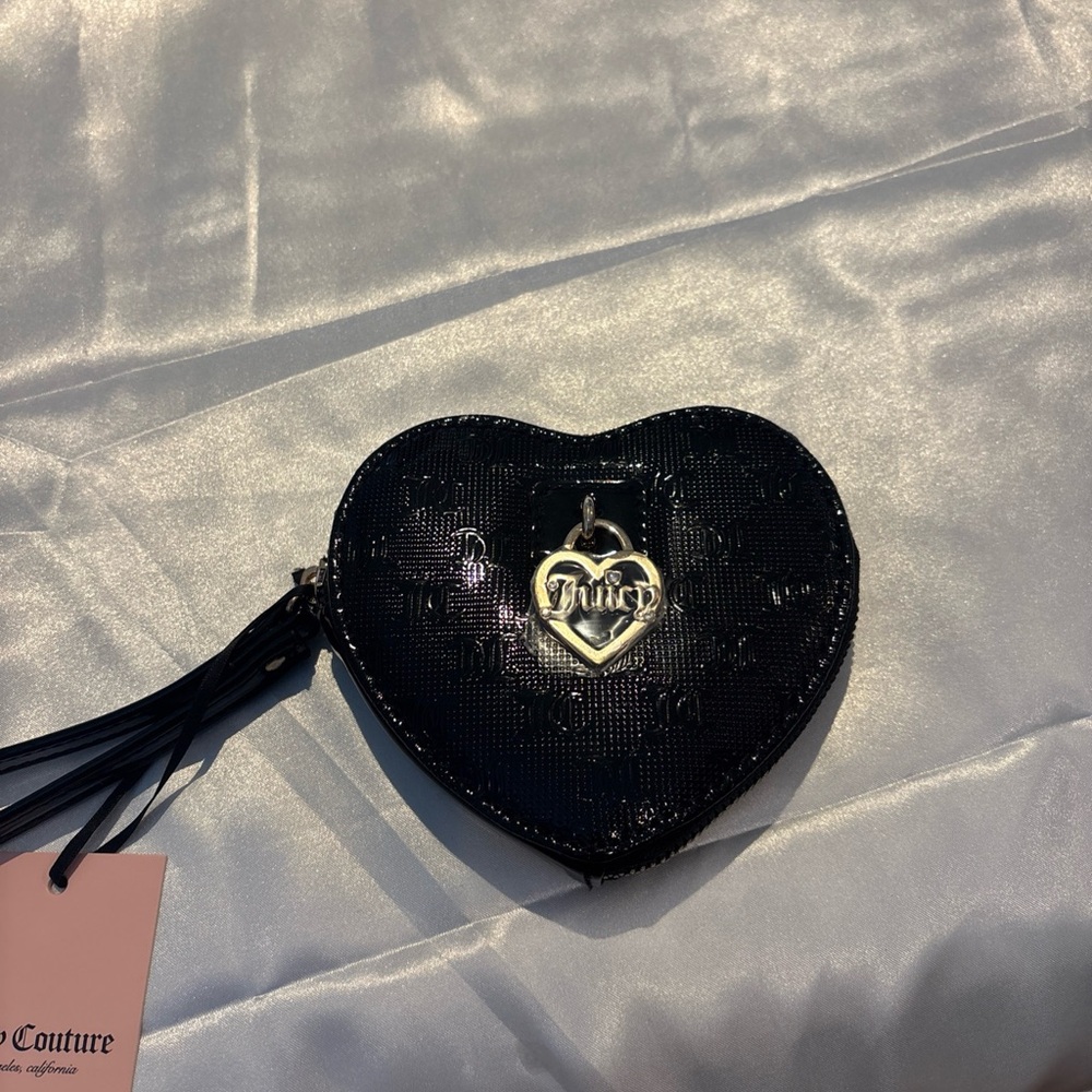Juicy Couture Black Sequin Heart Wristlet